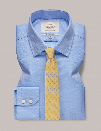 Hawes & Curtis Herringbone Blue Single Cuff 
